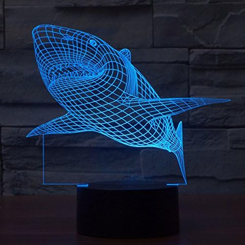 NIEBC RGB 3D 7-Color Gradual Changing LED Touch Switch Visualization Illusion Atmosphere Light Desklamp Nightlight (Shark)