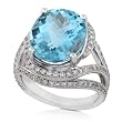 One of a Kind Aquamarine and Diamond Ring (H/VS-SI) in 18k White Gold