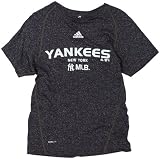MLB Boys' New York Yankees Short Sleeve Heathered, Navy, Small