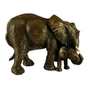 Bronze Wildlife Sculpture Mother & Calf Elephant Statue