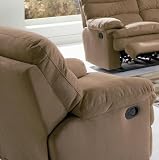 Recliner Sofa Chair with Overstuffed Seat in Brown Microfiber Fabric