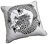 Natori 20 by 20 Dragon Embroidery Decorative Pillow, Black