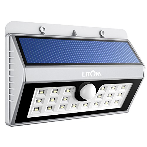 Litom 20 Big LED Solar Sensor Powered Wall Lights Weatherproof for Outdoor(Silver)