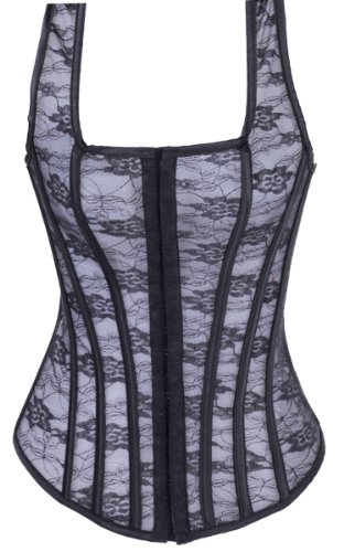 Wingler See Thru Bustier Sexy Womens Strapless Corset -A211(XXL.Black)