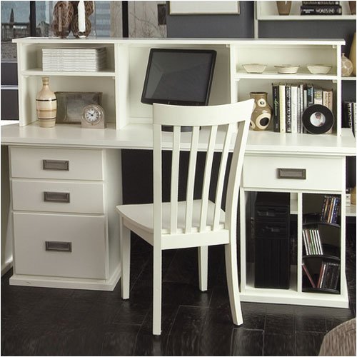 Riverside Furniture Basics Office Series Basics 66" W Computer Desk with Storage Deck in Quest White