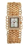 Peugeot Ladies Rose Gold Mesh Chain Bracelet Watch with a Square Mother of Pearl Dial and Jewelery Style Self Adjustable Clasp