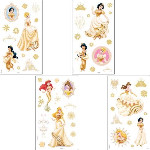 Childrens Toyshop  Toys : Disney Princesses with Gold Glitter Wall Stickers Decor