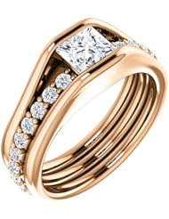 14K Rose Gold Princess Cut Diamond Ring -- LIFETIME WARRANTY