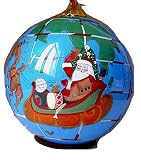 Chuck Fischer Collection United States "Christmas Around the World" - Inside Hand Painted Glass Ball...