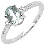 0.68 Carat Genuine Aquamarine and 0.02 ct. t.w. Genuine Diamond Accents Sterling Silver Ring