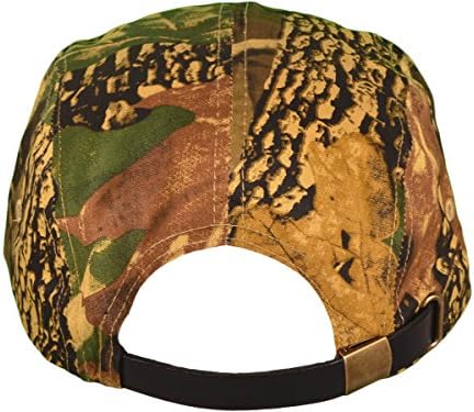 Wholesale Cotton Flat Bill 5 Panel Biker Snapback Hats w/Leather Strapback (Autumn Camo) - 22061
