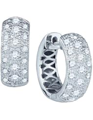 0.88 cttw 14k White Gold Bridal Huggie Hoop Earrings Diamond Bridal Huggie Hoop Earrings (Real Diamonds: 0.88 cttw)