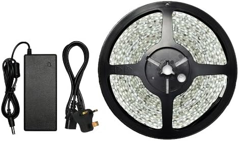 MiniWatts IP68 Waterproof & Dustproof Dimmable 5050 5M 60/M 300 SMD LEDs Cool White LED Strip with 7A Power Supply & UK Plug Kit