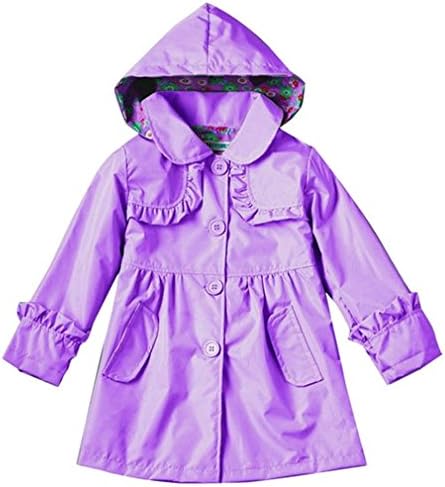 ?Skymould Little Girls Flower Waterproof Hoodie Coat Jacket Outwear Raincoat