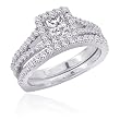 14K White Gold 2 ct. Diamond Bridal Engagement Set with Princess Cut Center Diamond