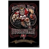 Professionally Framed Tampa Bay Buccaneers (Mascot, Grinding It Out Since 1976) Sports Poster Print - 22x34 with RichAndFramous Black Wood Frame