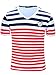 Neleus Men's Striped Cotton V-Neck T-Shirt