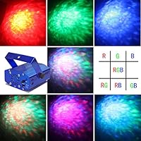 Vnina Party lights 7 color Water Wave LED Projector with remote control Romance and Relax Effect stage lighting Multicolor Led bulbs Or Single Color:Red Green and Blue Light (blue)