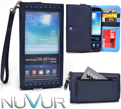 E x p o s e - Dark Blue Wallet Cover Phone Case Fits Pantech Vega R3 IM-A850L + NuVur ™ Key Chain (ESXLEXB1)