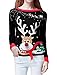 V28 Women Girl Christmas Cute Santa Embroidered Knitted Deer Pullover Sweater Jumper