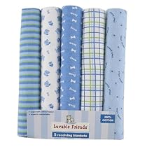 Luvable Friends 5-Pack Receiving Blankets - Blue