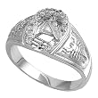 Sterling Silver Men's Ring - Clear CZ - 3mm Band Width - 13mm Face Height - Sizes: 9-12