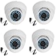 VideoSecu 4 of Day Night Vision Infrared Security Cameras Outdoor Vandal Proof 420TVL 3.6mm Wide View Angle Lens for CCTV DVR Home Surveillance System with Free Power Supplies and Security Warning Decals VD21K4 CEQ