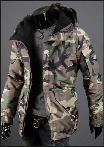 SSCUN new winter camouflage wind men's hooded cotton Army green M