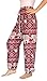 Banjamath? Women's Smocked Waist Harem Hippie Boho Yoga Palazzo Casual Pants Red with drawstring waist One Size