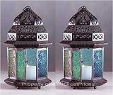 2 Moroccan Table Tabletop Glass Candle Holder Lanterns [Misc.]