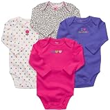 Carter’s Pink Purple Long Sleeve 4 Pack Bodysuits (18 Months)