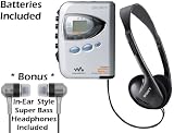 Sony Walkman Digital Tuning Slim Compact Portable Lightweight AM/FM Mega Bass Stereo Radio (Black) with Tape Cassette Player, Weather Band, 33 Station Preset Memory, DX Switch for Exceptional Reception, Protective Carry Case with Convenient Belt Clip & Ov