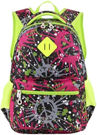 Graffiti Style Backpack Waterproof Schoolbag Canvas Rucksack for 5 to 8 Years Old Children (fluorescein)