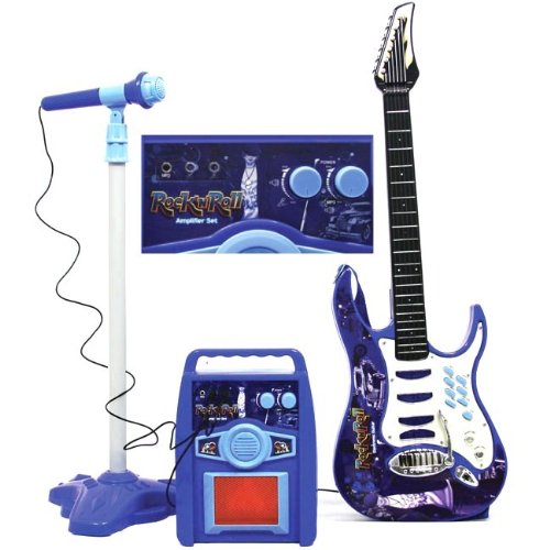Kids Authority Rock and Roll Guitar/Microphone/Amplifier/speaker Kids toy Karaoke -Blue