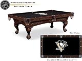 Pittsburgh Penguins Logo Pool Table with Elmhurst Legs and Cinnamon Finish
