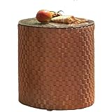 Lloyd Flanders Rio Lloyd Loom Wicker Outdoor Patio End Table With Glass Top - Bamboo Finish