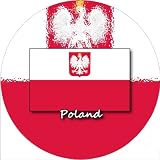 58mm Round Badge Style Keyring Poland State Flag