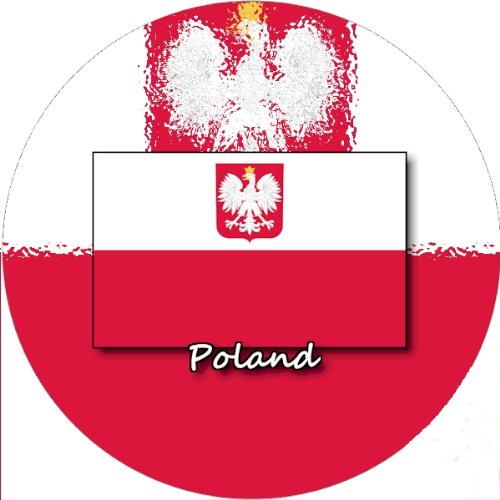 58mm Round Badge Style Keyring Poland State Flag