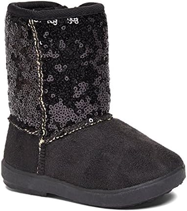 New Black Toddler Girls' Cute Winter Sequins Fur Boots (Size 5)