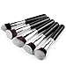 Natural Glamor 10 Piece Professional Kabuki Makeup Brush Set for Foundation, Blending, Contouring, Highlighting and Eyeshadow