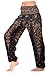 Bangkokpants Women's Yoga Pants Boho Peacock Design Luxury Black US Size 0-12