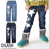 (ディラッシュ) DILASH 秋'15 星柄縦スラブストレッチデニムストレートパンツ 90 ネイビー