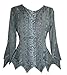 Agan Traders 2025 Spring Medieval Vintage Inspired Dress Tops - Asymmetrical Netted Hemline Button-Down Embroidered Blouse