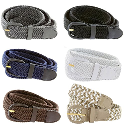 Letter Love Fashion Unisex Leather Covered Buckle Woven Elastic Stretch Belt 1 1/4