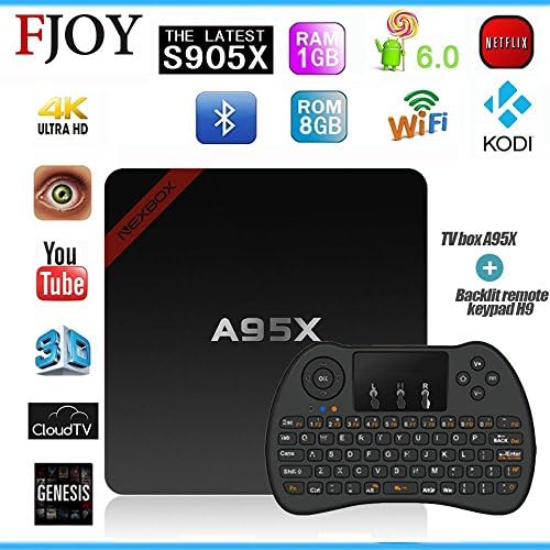 NEXBOX A95X + Black Keyboard Set 1G/8G S905X Mini Android 6.0 TV Box 4K Ultra HD Powered by Amlogic 64Bit Quad Core 2.0GHz Kodi 16.1 Pre installed Streaming Media Player with Remote Control, Keyboard