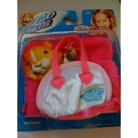 Zhu Zhu Pets / Go Go Pets - Pink Blanket and Pink Carrier