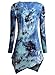 DJT Womens Tie Dyed Hankerchief Hemline Tunic Top Medium #17 Bright Blue