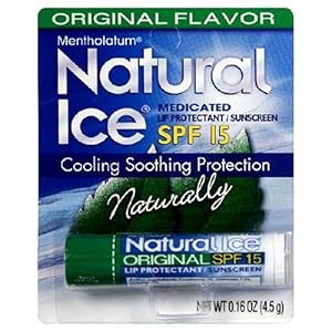 Mentholatum Natural Ice Medicated Lip Protectant SPF 15, Mentholatum 0.16-Ounce Tubes (Pack of 12)