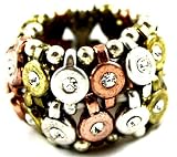 City Gypsies Tri-Tone Stretch Ring with Crystal Accents Measures Over 3/4