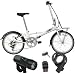 DAHONライセンス yeah(ヤー) 20インチ6段折畳自転車 YR-206 ホワイト / LED5連ライト / コイルタイプワイヤー錠 ブラック 3点セット